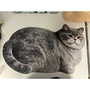 Realistic Cat Shaped Non Slip Floor Mat Soft Plush Carpet Home Decor